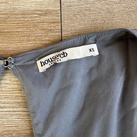 House of CB Camille Dove Grey Silk Mini Dress Size XS - Picture 4 of 8